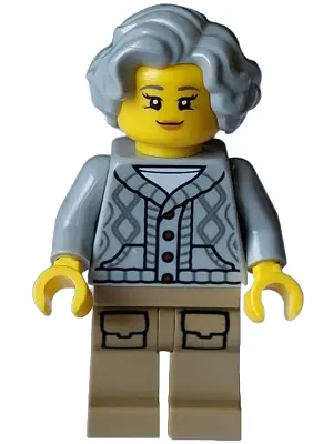 Lodge Owner - Female, Light Bluish Gray Knit Cable Cardigan Sweater, Dark Tan Legs with Pockets, Wav
