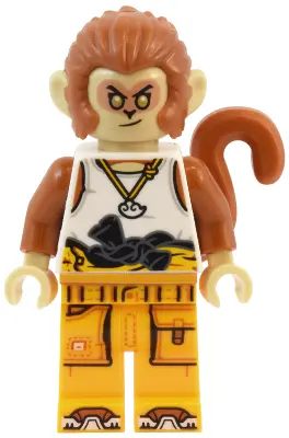 Monkey King - White Tank Top, Bright Light Orange Racing Suit