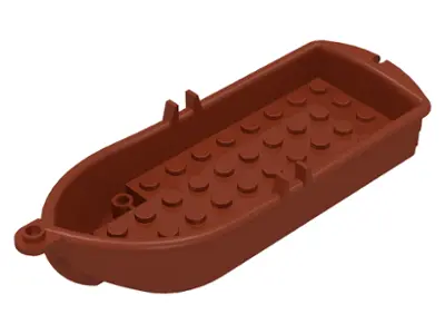 Reddish Brown Boat, 14 x 5 x 2 with Oarlocks and 2 Hollow Inside Studs