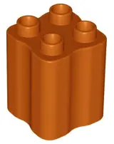 Dark Orange Duplo, Brick 2 x 2 x 2 with Indented Sides (Tree Trunk)