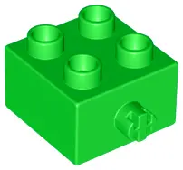 Bright Green Duplo, Brick 2 x 2 with Pin on Side