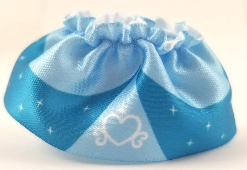 Blue Duplo Wear Cloth Skirt Satin Layered with Bright Light Blue Peplum, White Heart and Stars Patte
