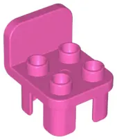 Dark Pink Duplo, Furniture Chair with 4 Studs and Rounded Back