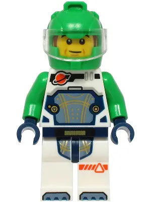 Astronaut - Male, White Spacesuit with Bright Green Arms, Bright Green Helmet, Trans-Clear Visor, Si