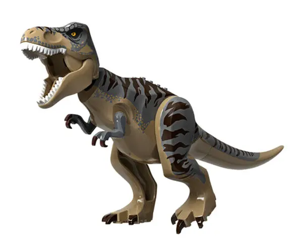 Dark Tan Dinosaur Tyrannosaurus rex with Dark Bluish Gray Back and Dark Brown Markings