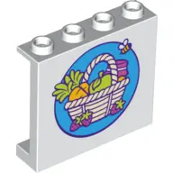 White Panel 1 x 4 x 3 with Side Supports - Hollow Studs with Vegetable and Fruit Basket and Flying B
