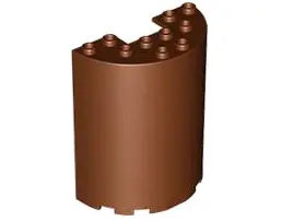 Reddish Brown Cylinder Half 3 x 6 x 6 with 1 x 2 Cutout