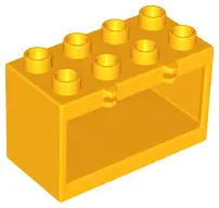 Bright Light Orange Duplo Container Box 2 x 4 x 2 with Open Sides