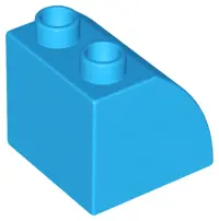 Dark Azure Duplo, Brick 2 x 2 x 1 1/2 Slope Curved