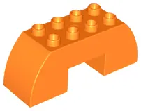 Orange Duplo, Brick 2 x 6 x 2 Slope Curved Double with 2 x 2 Cutout on Bottom
