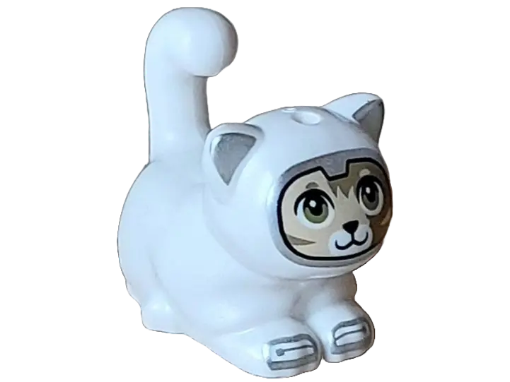White Cat, Friends Style, Large, Sitting with Dark Tan Markings, Olive Green Eyes, Tan Face and Silv