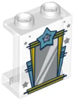 Trans-Clear Panel 1 x 2 x 2 with Side Supports - Hollow Studs with Silver Vanity Mirror and Stars Pa