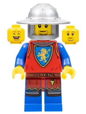 Lion Knight - Male, Flat Silver Broad Brim Helmet