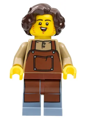Tavern Keeper - Male, Reddish Brown Apron, Sand Blue Legs, Dark Brown Hair