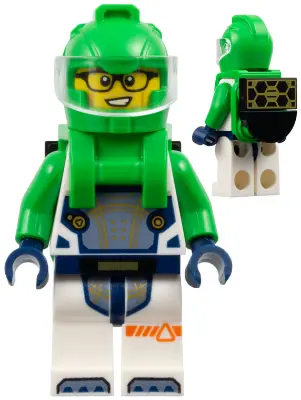 Astronaut - Male, White Spacesuit with Bright Green Arms, Bright Green Helmet, Trans-Clear Visor, Br
