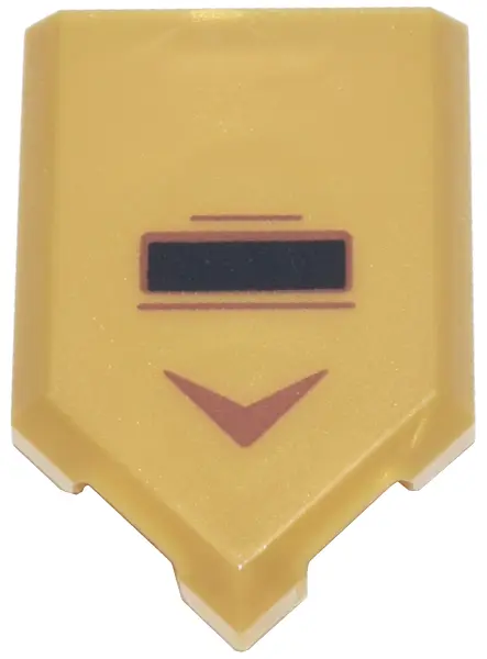 Pearl Gold Tile, Modified 2 x 3 Pentagonal with Reddish Brown Arrow and Lines and Black Rectangle Pa
