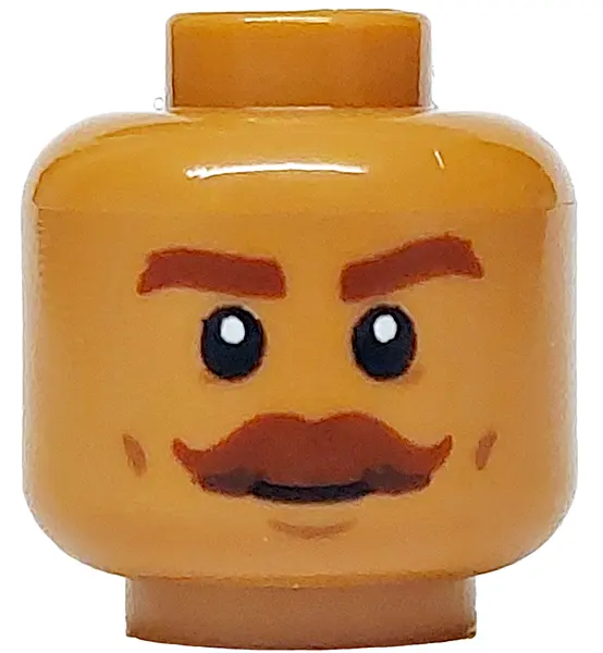 Medium Nougat Minifigure, Head Reddish Brown Thick Eyebrows and Moustache, Dark Tan Cheek Lines and 
