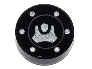 Black Tile, Round 1 x 1 with Filler / Fuel / Gas Cap Pattern