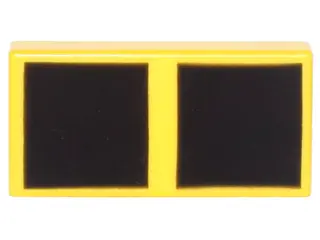 Yellow Tile 1 x 2 with 2 Black Squares Large Pattern