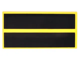 Yellow Tile 2 x 4 with 2 Black Stripes Pattern
