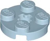 Sand Blue Plate, Round 2 x 2 with Axle Hole