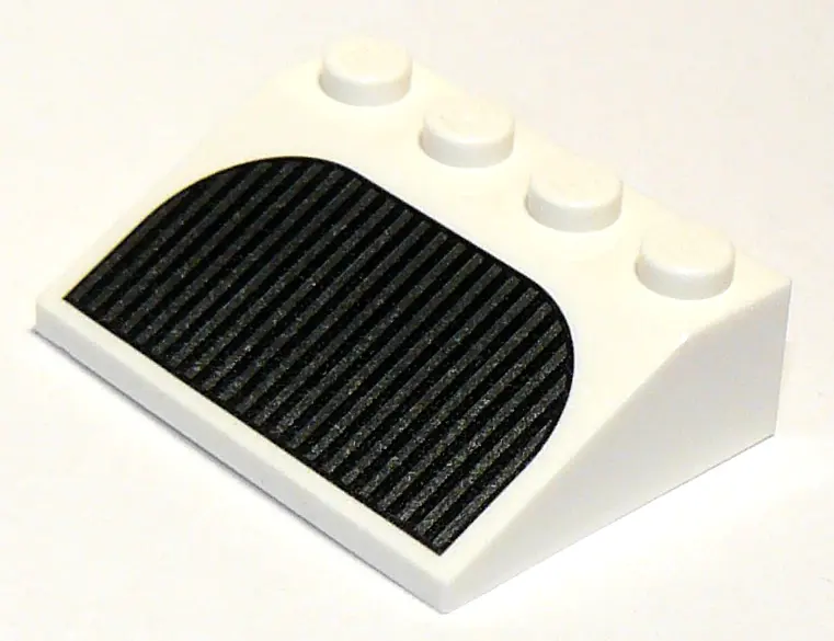 White Slope 33 3 x 4 with Black and Pearl Dark Gray Vertical Grille Pattern