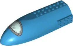 Dark Azure Aircraft Fuselage Forward Top Curved 6 x 16 x 3 with Space Rocket Window with Silver Fram