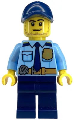 Police - City Shirt with Dark Blue Tie and Gold Badge, Dark Tan Belt with Radio, Dark Blue Legs, Dar