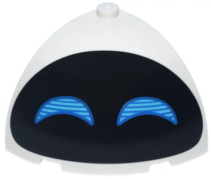 Brick, Round Corner 4 x 4 x 2 2/3 Dome Top with Black Oval, Medium Azure Crescent Moon Shaped Eyes w