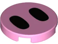 Bright Pink Tile, Round 2 x 2 with Bottom Stud Holder with Black Ovals Pattern (Pig Nose)