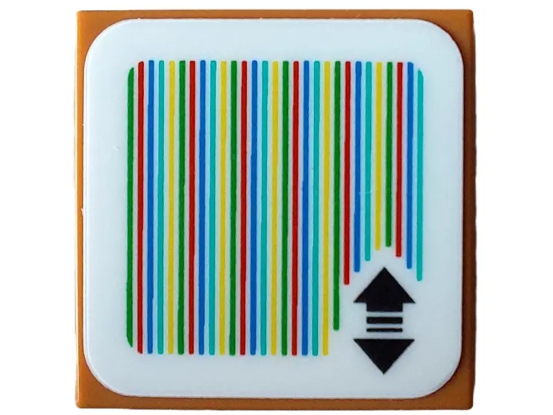 Medium Nougat Tile 2 x 2 with Super Mario Scanner Code Double Arrows Pattern (Sticker) - Set 71408