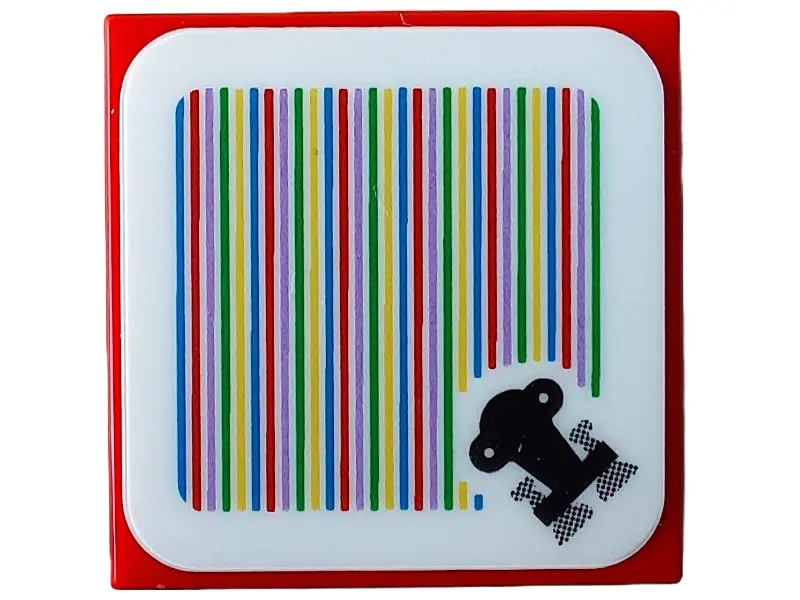 Red Tile 2 x 2 with Super Mario Scanner Code Throne Pattern (Sticker) - Set 71408