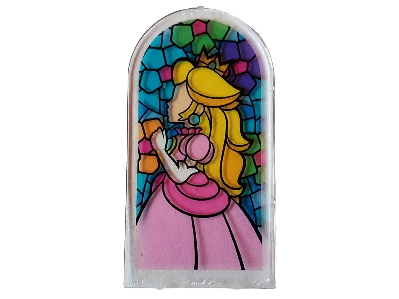 Trans-Clear Glass for Door Frame 1 x 6 x 7 Arched with Notches and Rounded Pillars with Stained Glas