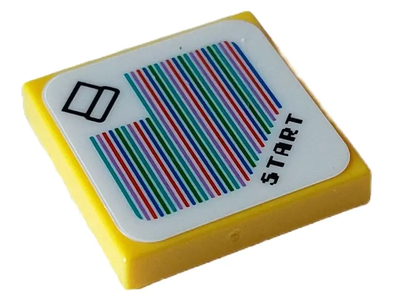 Yellow Tile 2 x 2 with Super Mario Scanner Code Pipe and 'START' Pattern (Sticker) - Set 71408