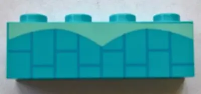 Medium Azure Brick 1 x 4 with Two Half Oval Cut Outs and Vertical Bricks Pattern (Elsa Chest)