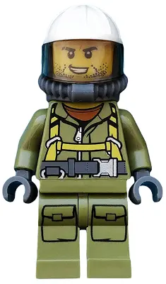 Volcano Explorer - Male Worker, Suit with Harness, Construction Helmet, Breathing Neck Gear with Yel