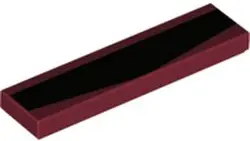 Dark Red Tile 1 x 4 with Black Thick Curved Line Pattern (BrickHeadz Boba Fett Helmet Eyeslit)