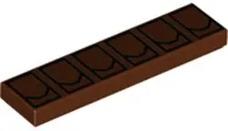 Reddish Brown Tile 1 x 4 with 6 Black Utility Pouches Pattern (BrickHeadz Boba Fett Belt)