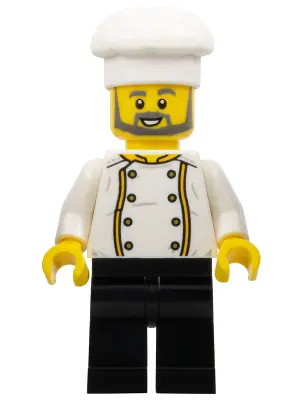 Chef - Jacket with Bright Light Orange Trim, Gold Buttons and Dragon on Back, Black Legs, Dark Bluis