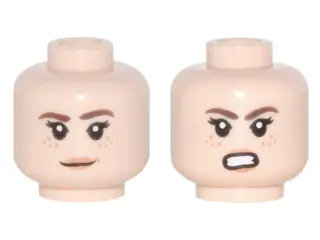 Light Nougat Minifigure, Head Dual Sided Female PotC Reddish Brown Eyebrows, Nougat Freckles and Lip