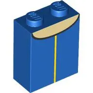 Blue Brick 1 x 2 x 2 with Inside Stud Holder with Yellow Vertical Line and Tan Neck with Black Curve