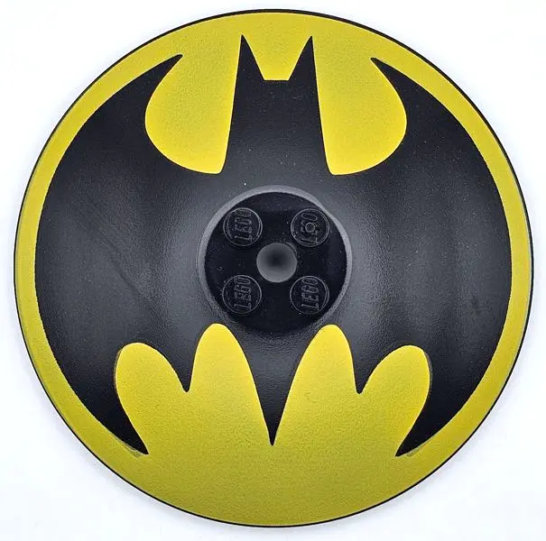 Black Dish 8 x 8 Inverted (Radar) - Solid Studs with Bat on Yellow Background Batman Logo Pattern