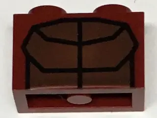 Dark Red Brick 1 x 2 with Reddish Brown Muscles Outline Pattern