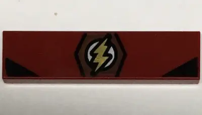 Dark Red Tile 1 x 4 with The Flash Logo Pattern