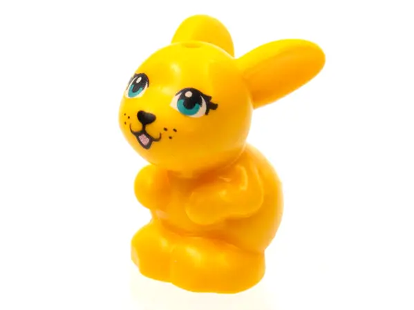 Bright Light Orange Bunny / Rabbit, Friends Style, Sitting with Dark Turquoise Eyes, Black Nose and 