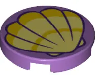 Medium Lavender Tile, Round 2 x 2 with Bottom Stud Holder with Scallop Shell Pattern