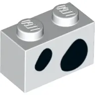 White Brick 1 x 2 with 2 Black Spots Pattern