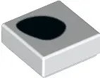 White Tile 1 x 1 with Black Dalmatian Spot Pattern