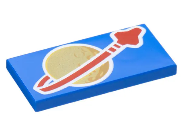Blue Tile 2 x 4 with Detailed Classic Space Logo Pattern