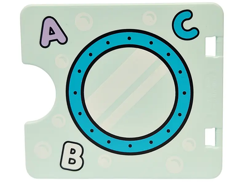Light Aqua Duplo Door / Window Pane 1 x 4 x 3 with Semi Oval Cutout with Capital Letter A, B and C, 